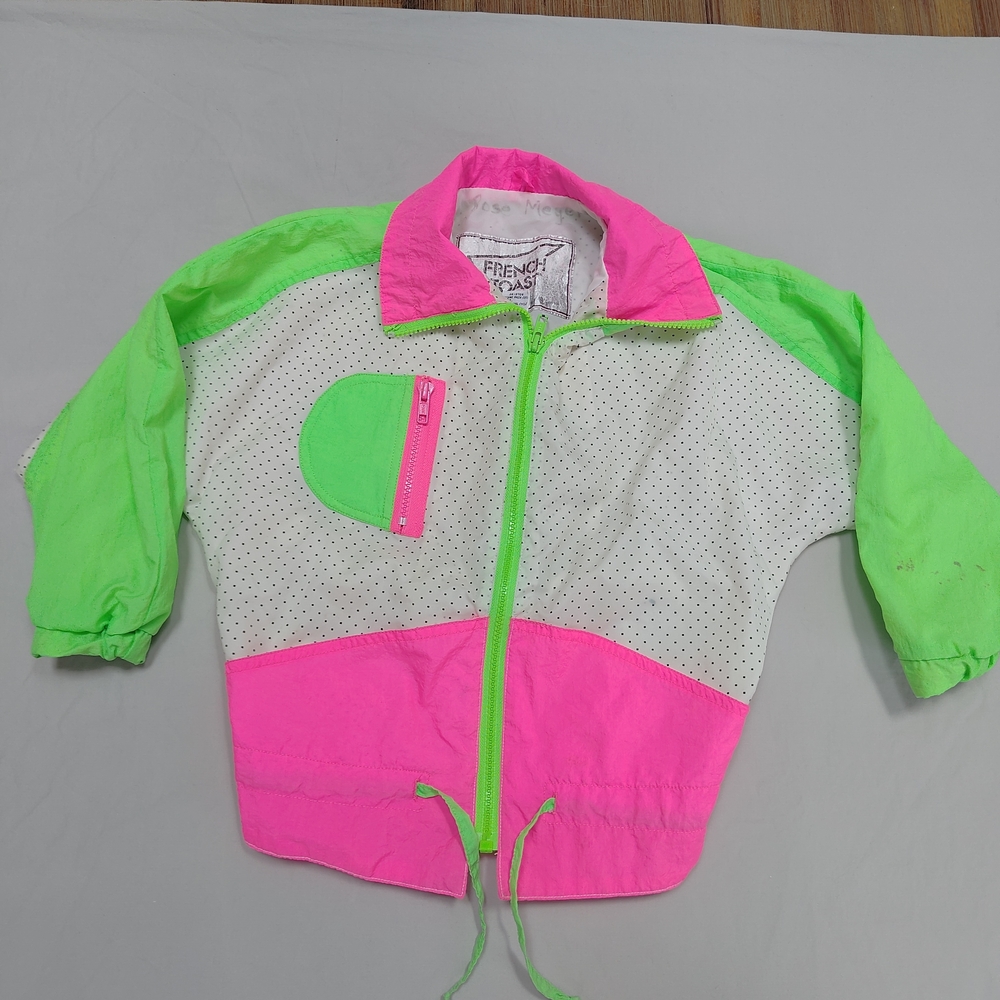 French Toast VTG Neon Pink and Green Colorblock Windbreaker Kids 6 Jacket